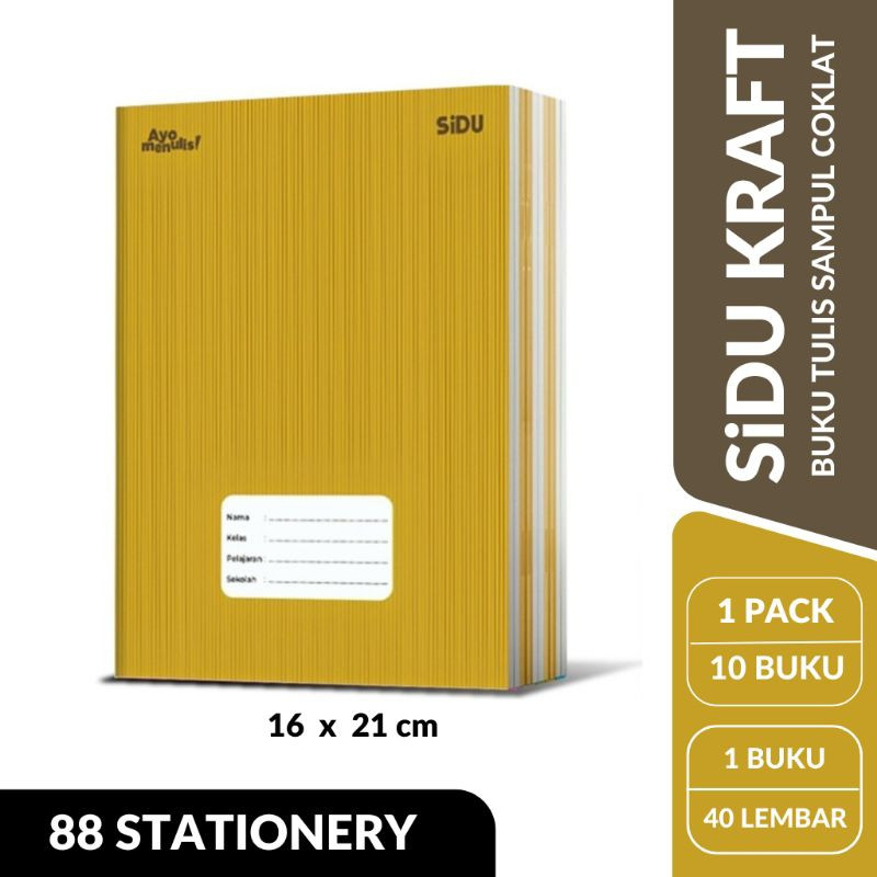

SIDU Buku Tulis Kraft 40 Lembar isi 10 Buku Cover Coklat A5 (1 PACK)