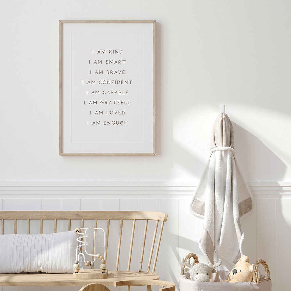 

I am Kind Smart Loved Inspirational Quote Art Poster and Print Canvas Painting Nursery Wall Affirmations for Kids Home Decor