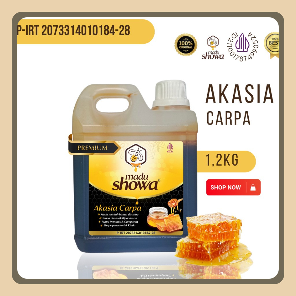 

Showa Honey - Madu Hitam Akasia Carpa Jumbo 1.2KG - Asli 100 % Halal & Dinkes - Drigen 1.2 KG