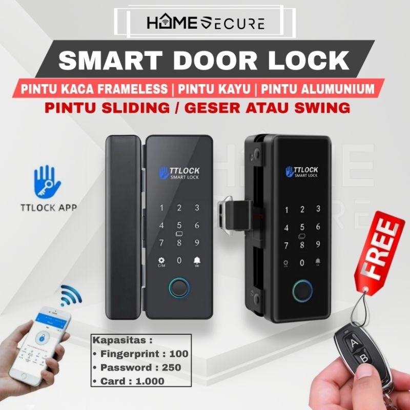 HOMS Smart door lock HS-TTLOCK smartlock untuk pintu geser Kunci pintu digital untuk pintu kaca slid