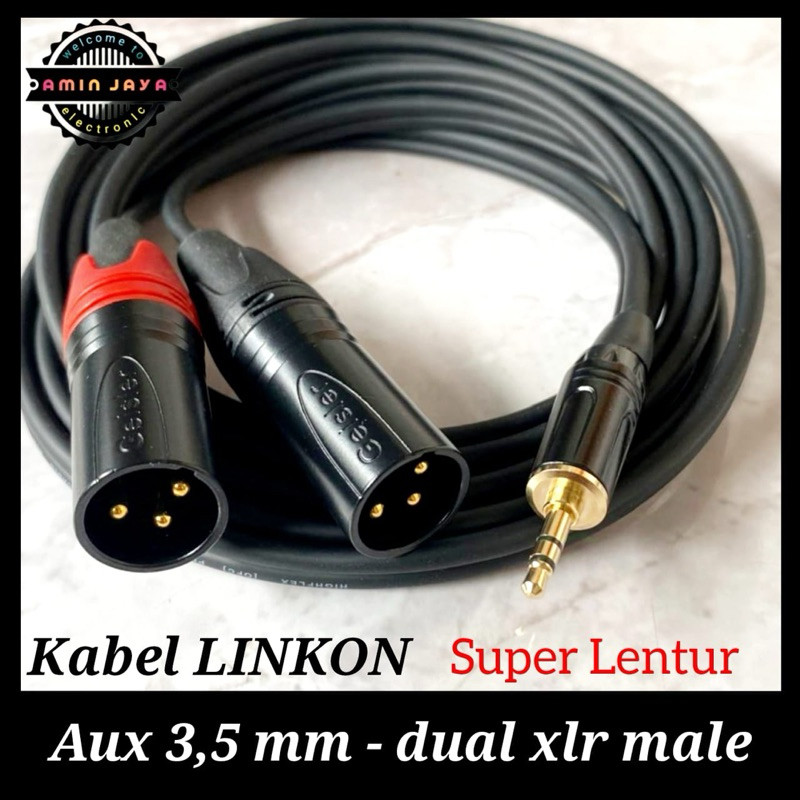 Linkon kabel HP ke mixer kabel aux 3,5 to dual xlr male