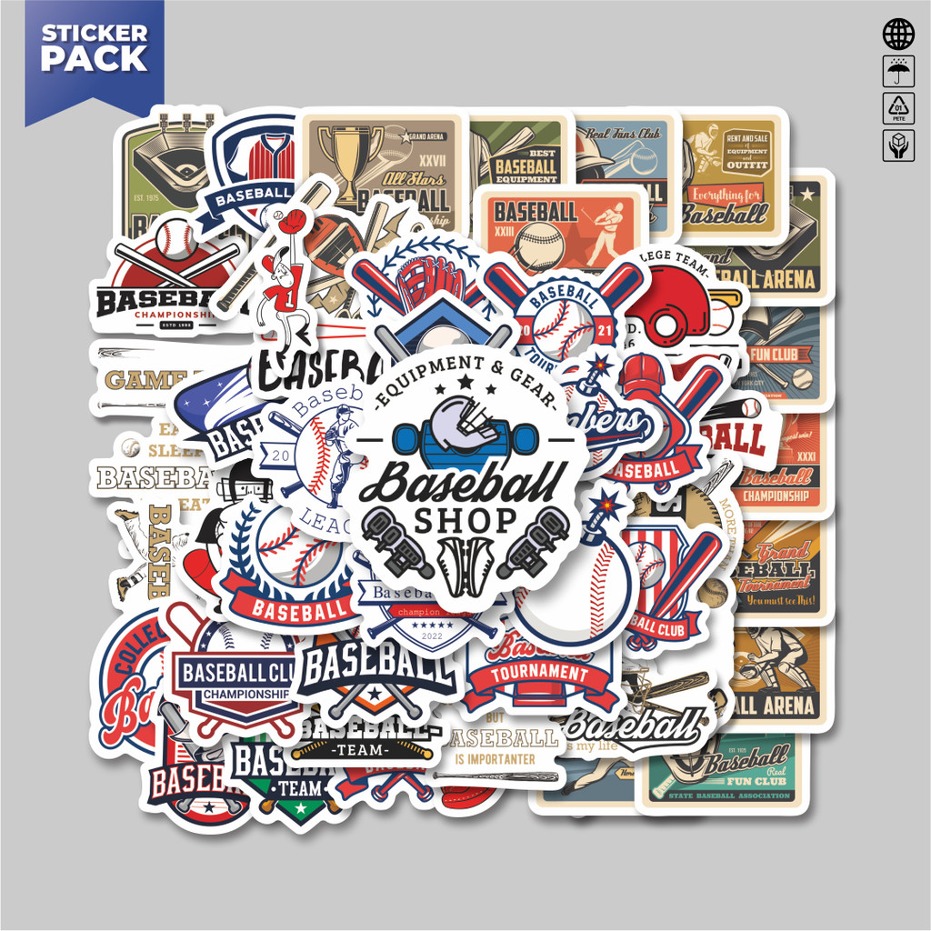 

[100PCS]Stiker Pack Stiker Baseball Fun Club Baseball Aesthetic Vinyl Anti Air Dekorasi Sticker Laptop Buku Journal Koper Helm Casing HP Gitar Helm Skateboard