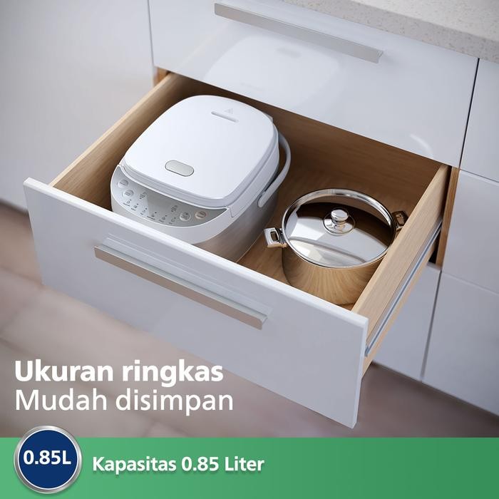 Philips 0.85L Digital Mini Rice Cooker HD3170/33 - White, Inner Pot Anti Lengket, rice cooker philip
