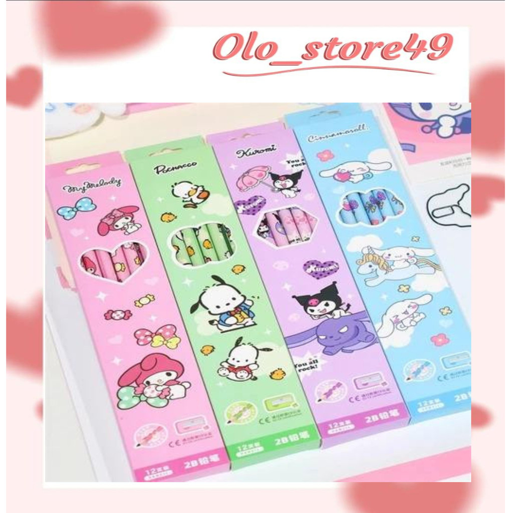 

OLO49 Pensil 2B Karakter Set 12pc/Pencil Kayu 2B Fancy Kartun Capybara Lucu 622 /Pensil Labubu 2008