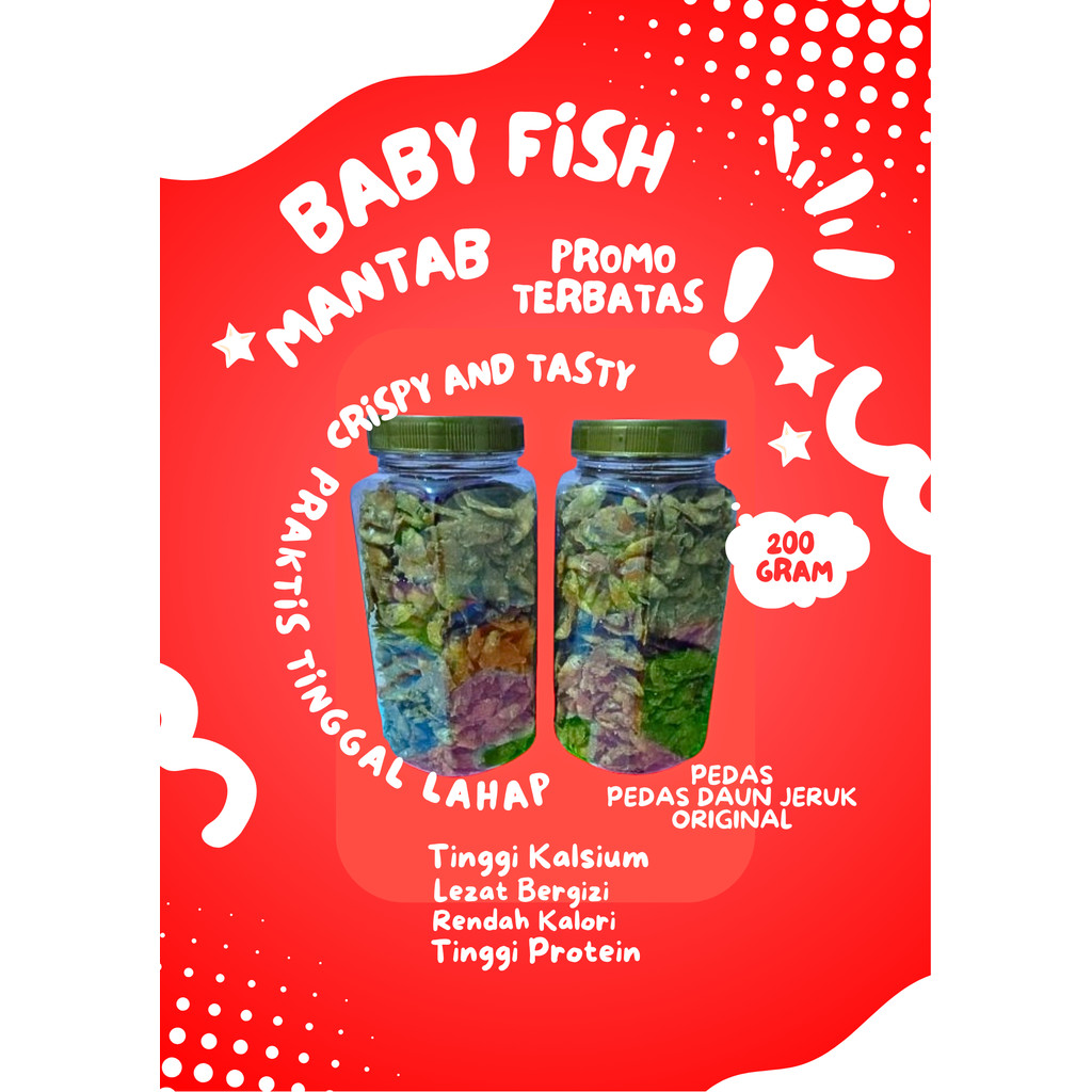 

Termurah baby fish Krispy pepetek 200 Gram Ikan Babyfish Crunchy Tasty Varian Rasa Pedas Original Pedas Daun Jeruk