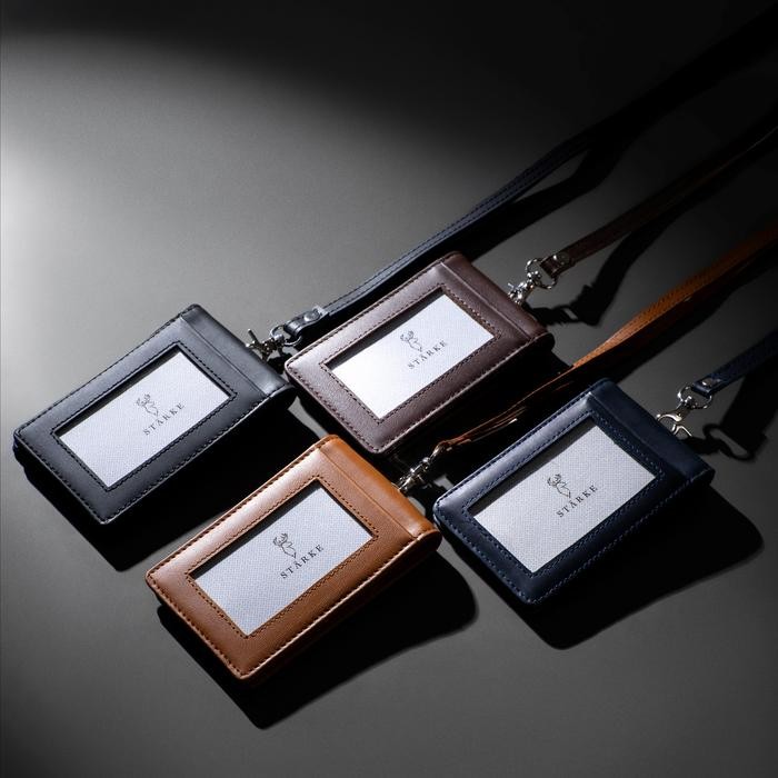 

Leather Lanyard Kancing ID Card Holder Name Tag STARKE Hustle Hog III - Navy