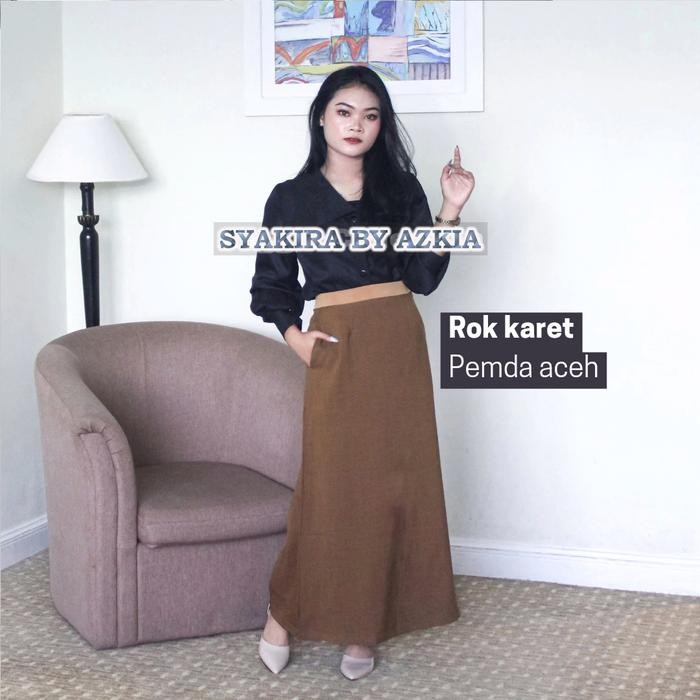 Rok A kerja wanita warna pemda tua-pemda muda-cream-army-hijau botol-putih-bata-maroon-merah cabe br