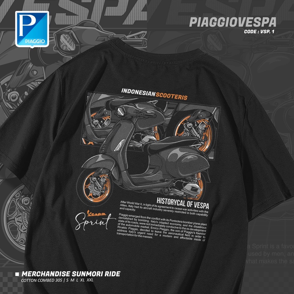 Tshirt Kaos Scooter garage_ Vespa Sprint Piagio_ Vespa matic