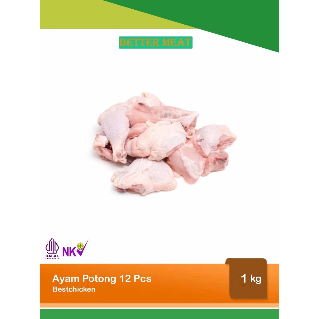 

Ayam utuh dipotong 10 pcs berat 1 kg