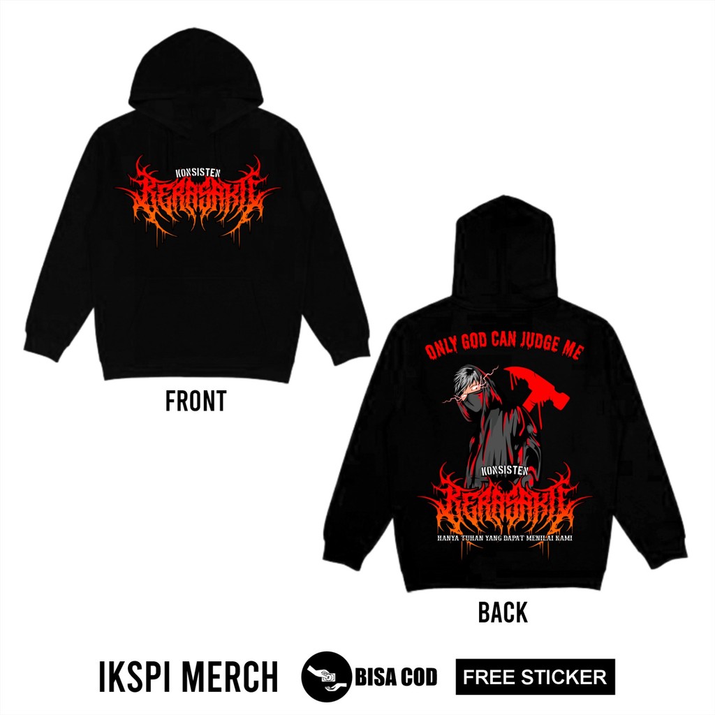 Hoodie Distro Konsisten Kera Sakti Only God Can Judge Me Desain Terbaru By Ikspi Merch FE4