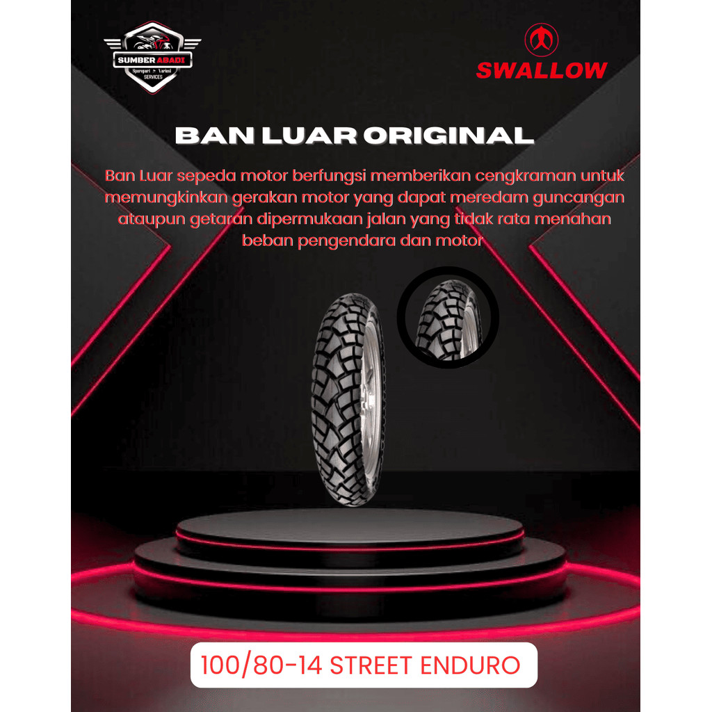 Swallow Ban Luar 100/80-14 Street Enduro Tubeless