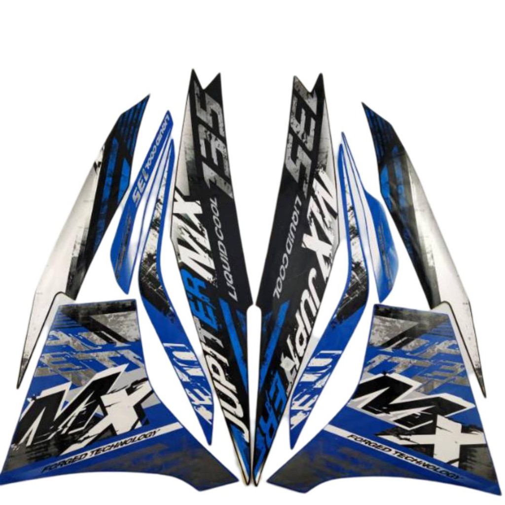 Stiker Striping Motor Yamaha Jupiter MX 135 Tahun 2014 Warna Hitam Biru Full Body - Motorcycle strip