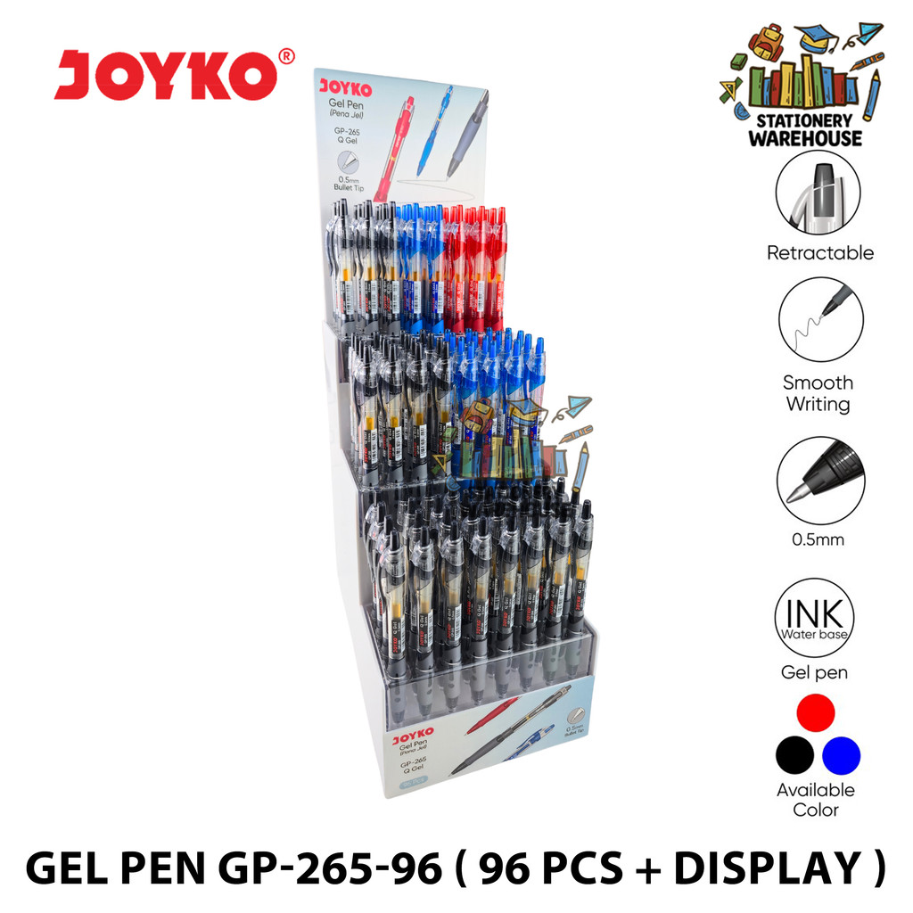 

Gel Pen Pulpen Pena Joyko GP-265-96 96 PCS DISPLAY STAND Q4 Semi Needle Tip Gel 0.5 mm