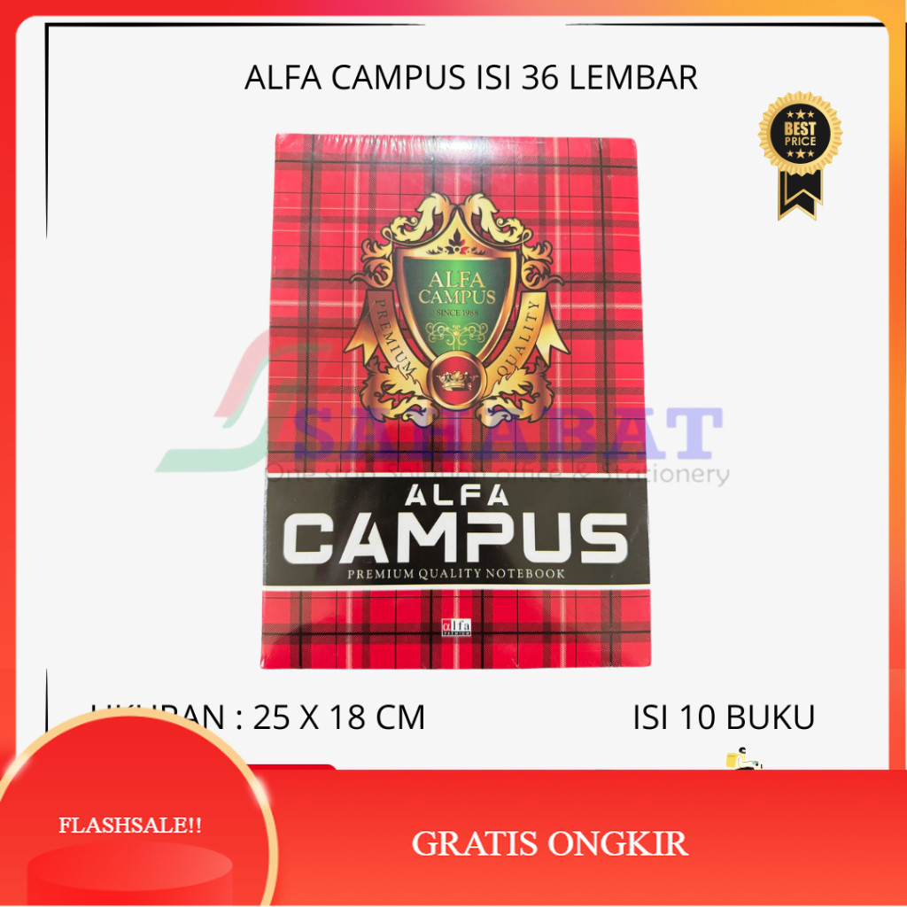 

【AGNES_ID】SALE!! ALFA BUKU CAMPUS 36 LEMBAR BUKU SEKOLAH BIGBOS - SATUPAK ISI 10 BUKU - HARGA GROSIR