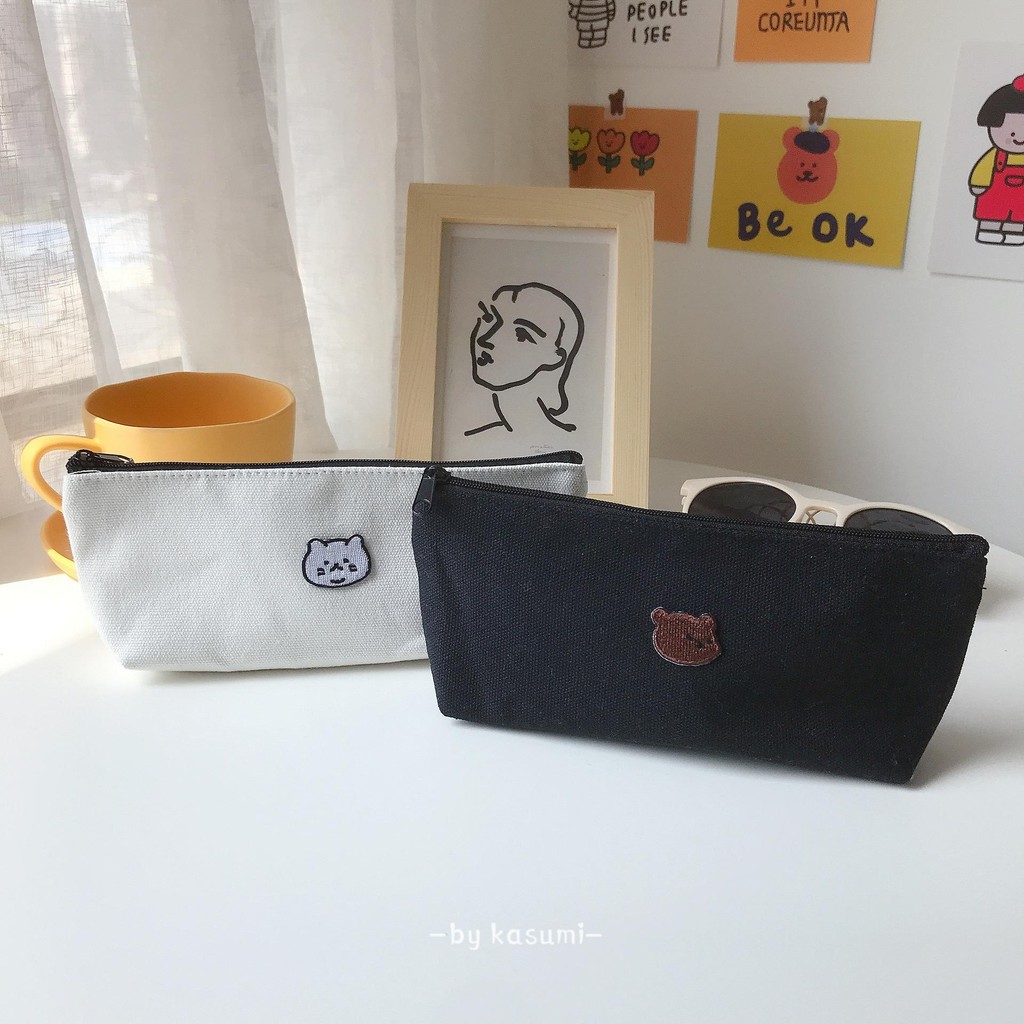

Kotak Pensil Make Up Pouch KOREAN PENCIL CASE BEAR WHITE BLACK Edition Gwiyeo Pencil Case Stationery Bag Kawaii