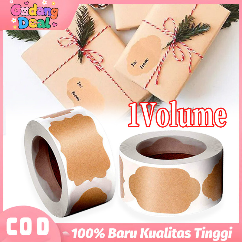 

300PCS Stiker Label Kosong Kraft Sticker Amplop Gaya Vintage Stiker Label Nama Untuk Hadiah Kue