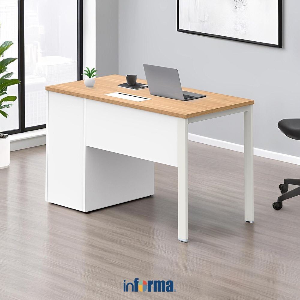 Informa Sieben Meja Kantor 120 Va - Cokelat/Putih Office Table Furnitur Kantor Meja Kerja Belajar Se