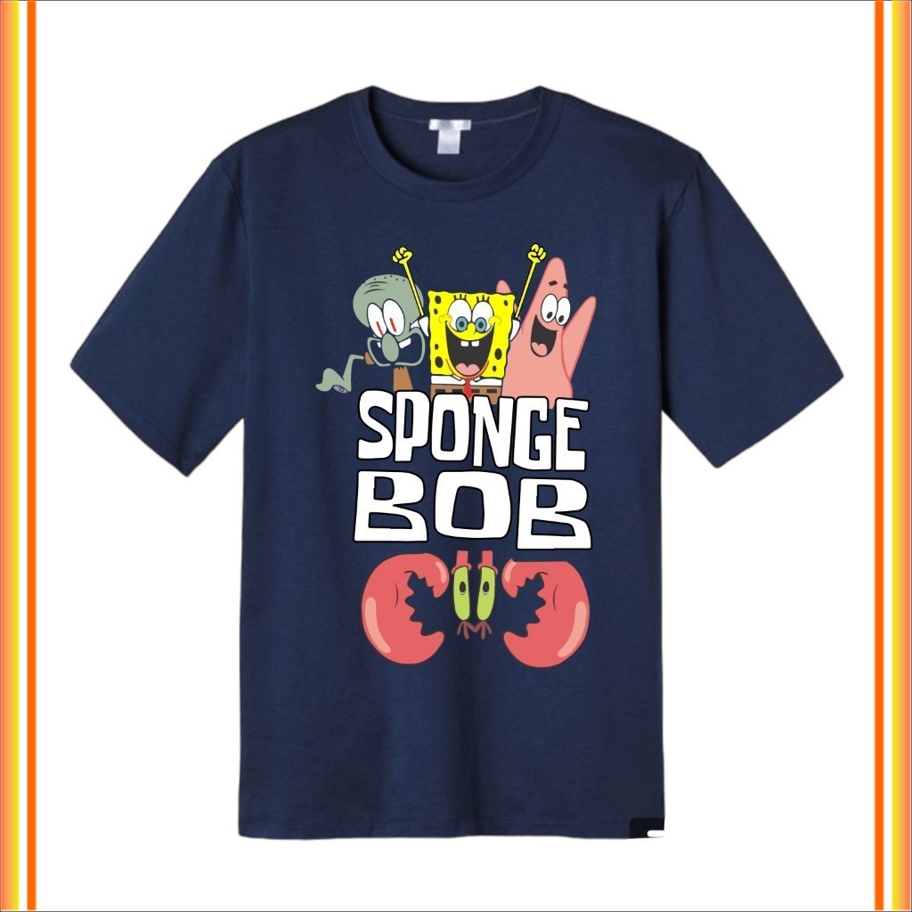 L16 Baju Kaos Anak Kartun Spongebob Squarepants Usia 1-10 Tahun Bahan Adem Katun Combed 30s Fashion 