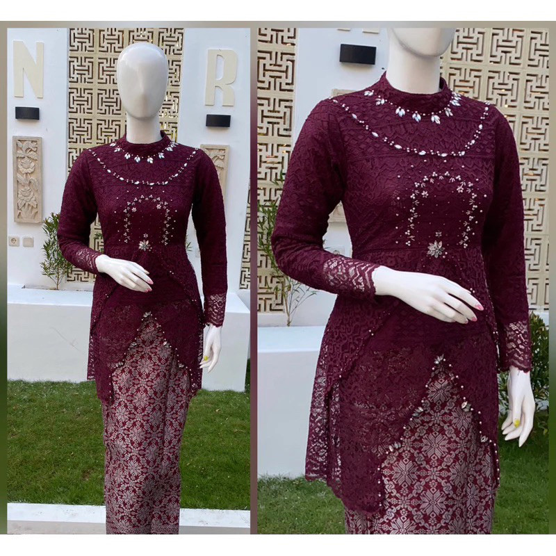 Kebaya tunik clarisa payet/Kebaya Wisuda Lamaran/Tunangan Batik/ Baju Couple Kondangan/Terbaru kebay