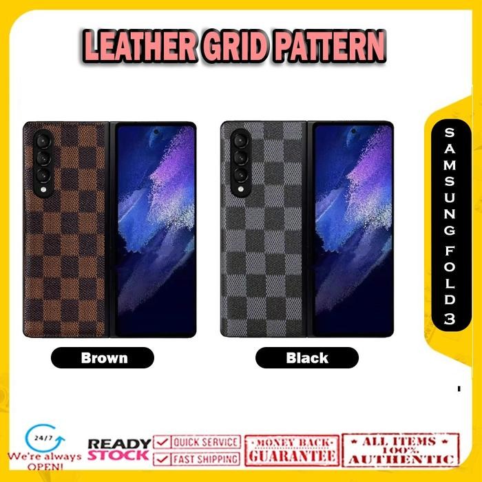 Case Samsung Galaxy Z Fold 3 Fold3 Case Leather GRID PATTERN Casing