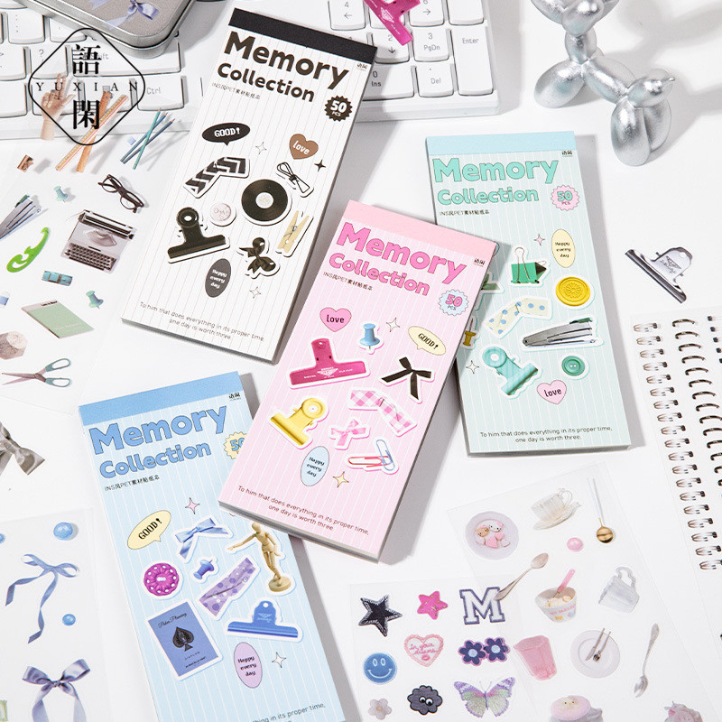 

Mr. Paper, 4 Styles, 50pcs/book, Instagram Style Sticker Book, DIY Collage Scrapbook, Phone Case, Notebook Decoration Sticker