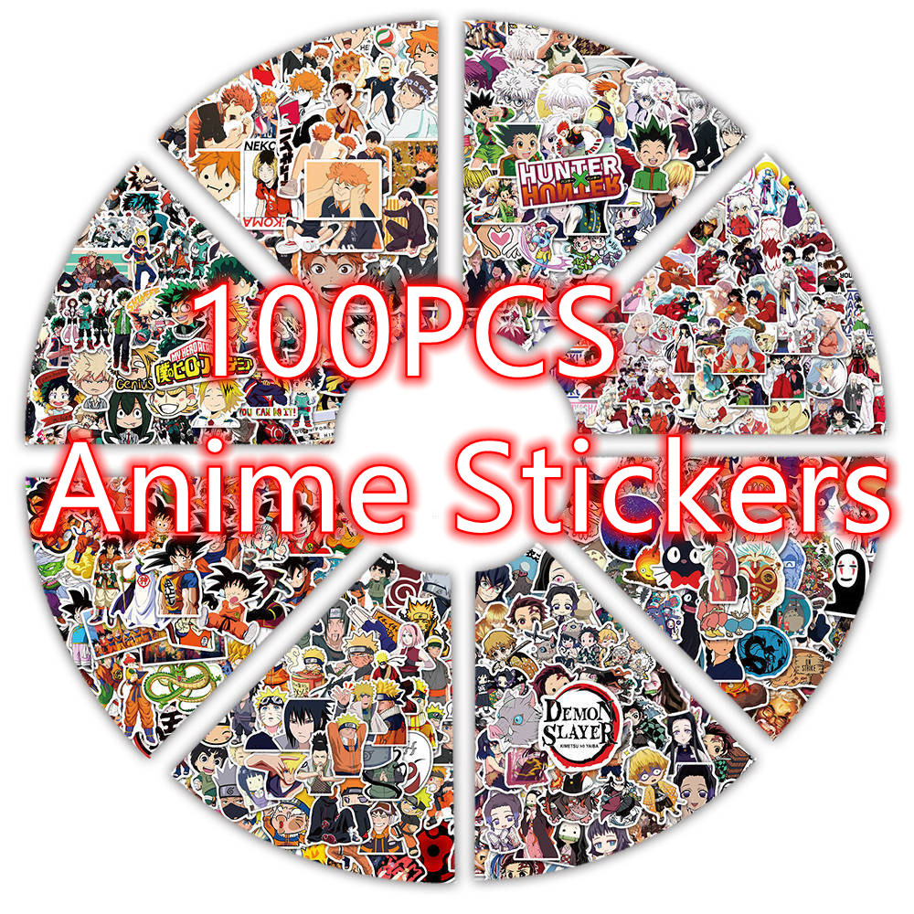 

100PCS/Set Japanese Classic Anime Sticker Pack, Laptop Phone Case Waterproof DIY Sticker Toys