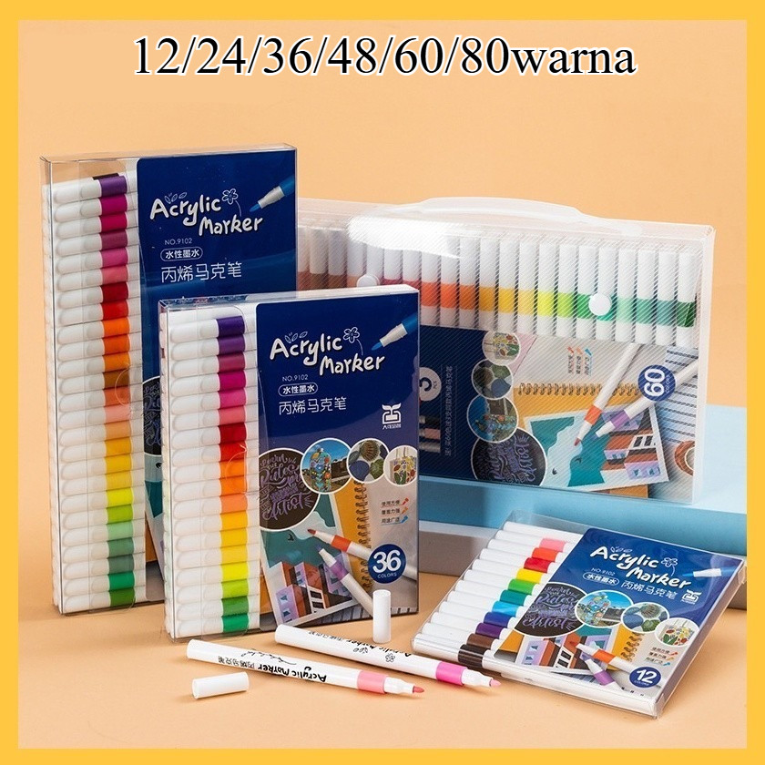 

Spidol Akrilik 12/48/60/80 Warna/ Pensil Air, Alat Seni dan Animasi/Pensil Menggambar dan Tato