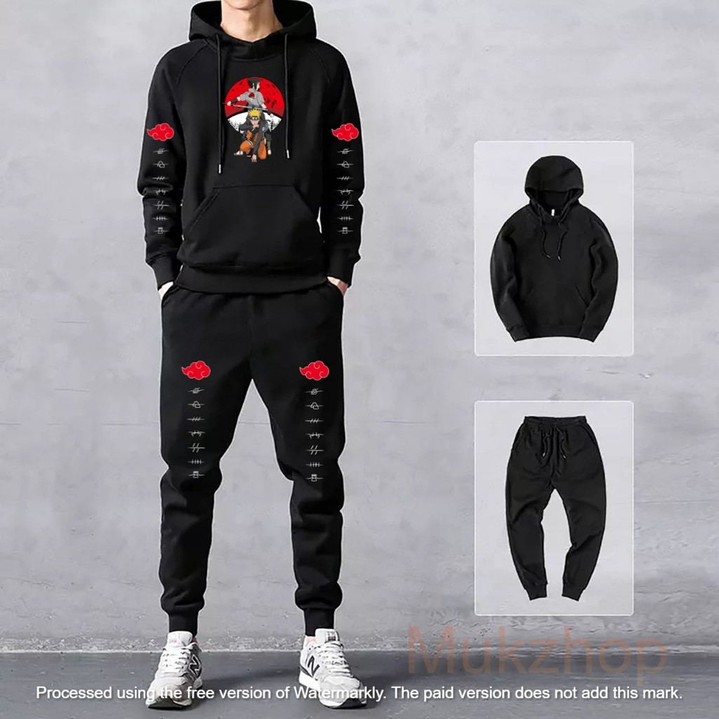 Ready NR Setelan hoodie jogger Utachi Naruto Mukzhop Hoodie cowok Celana panjang pria terbaru