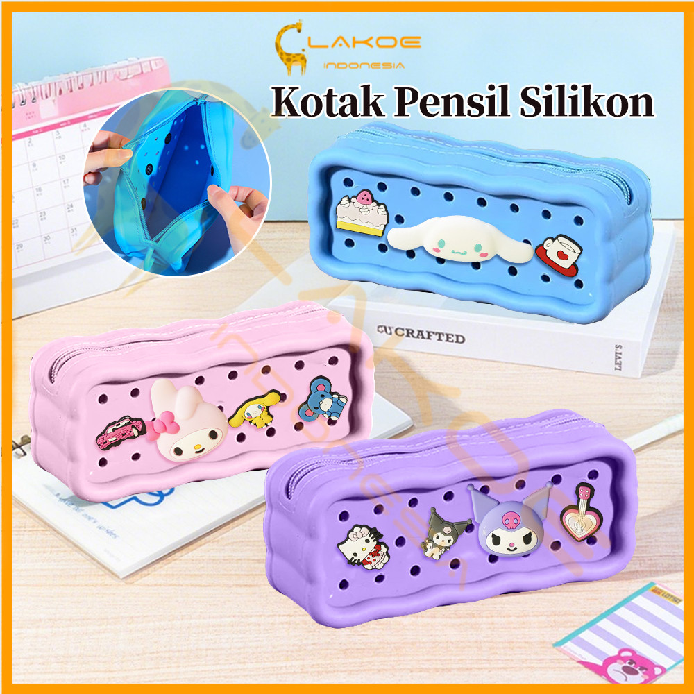 

​​Lakoe​​ Tempat Pensil Silikon DIY Kartun Kotak Pensil Perempuan Lelaki