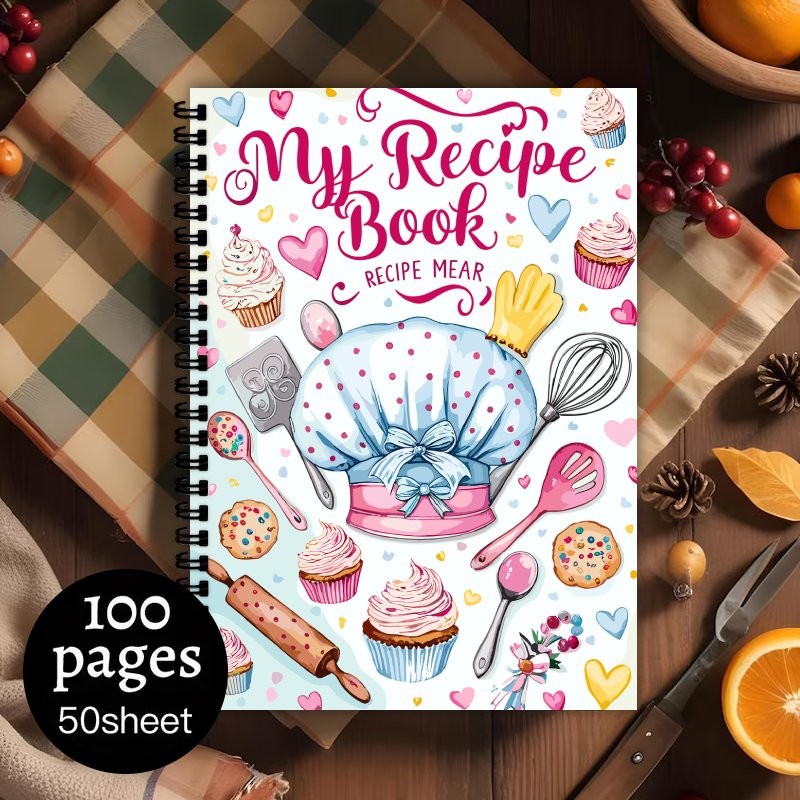 

1pc Fun Spiral Recipe Notebook, German Cover, Colorful Inner Page, Blank Homemade Recipe Notebook Recipe