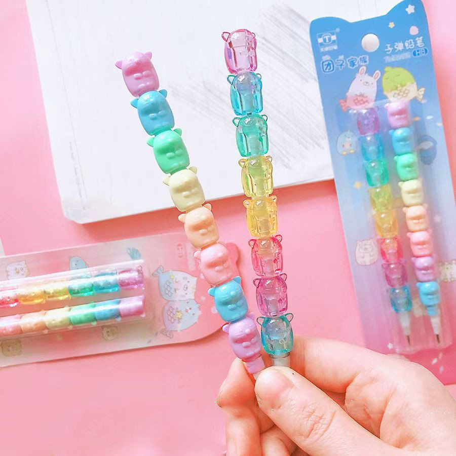 

10pcs/Set Cute Bear Non Sharpening Mechanical Pencil Student Writing Pen School Office Supplies Pencil Stationery Gifts