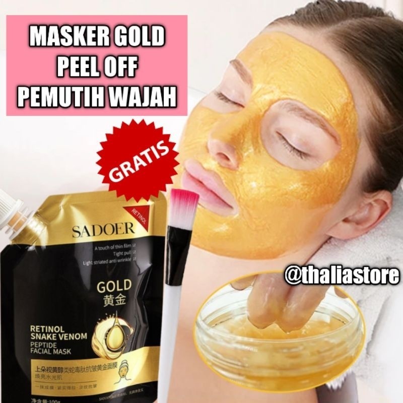 SADOER GOLD PEEL OFF MASK ● ANTI AGING GOLD MASKER ● MASKER ANTI PENUAAN DINI FLEK JERAWAT ● GOLD RE