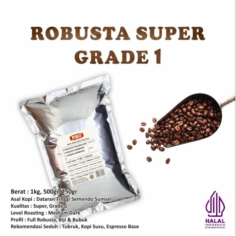 

Biji Kopi Bubuk Robusta Super Grade 1 Semendo Piko Espresso Coffee
