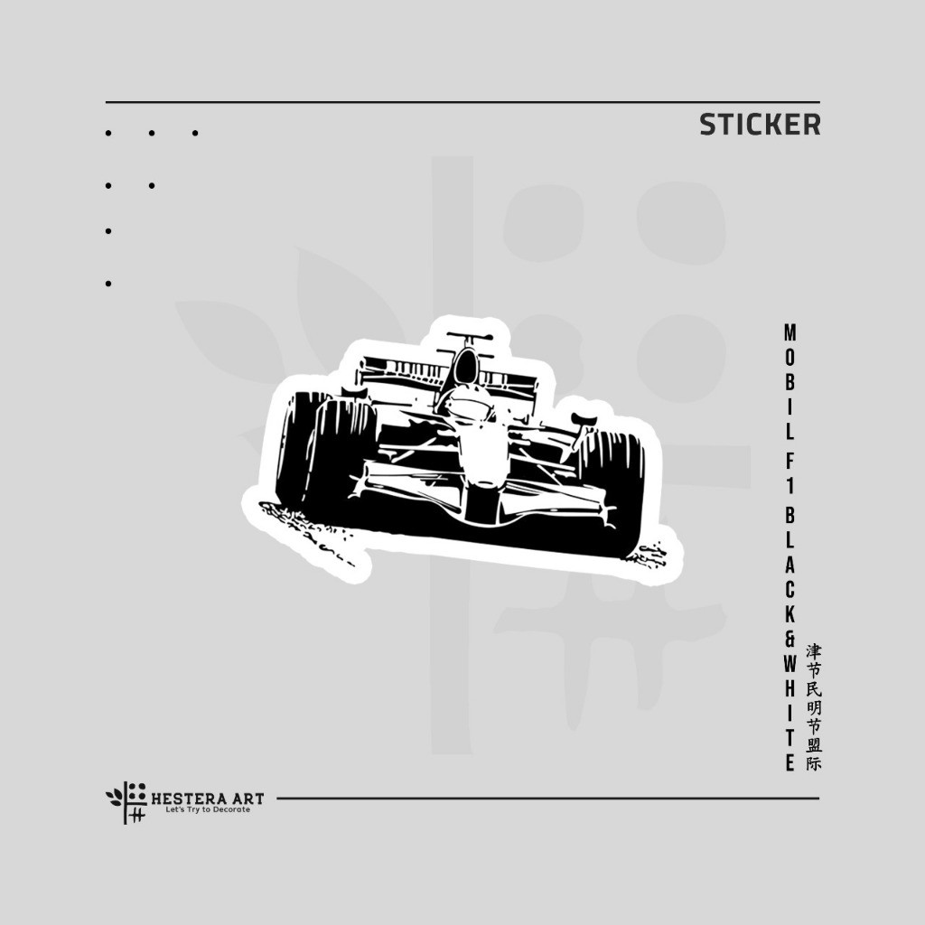 

Stiker Formula 1 F1 Sticker Vinyl Doff Laminasi | Mobil F1 Hitam Putih