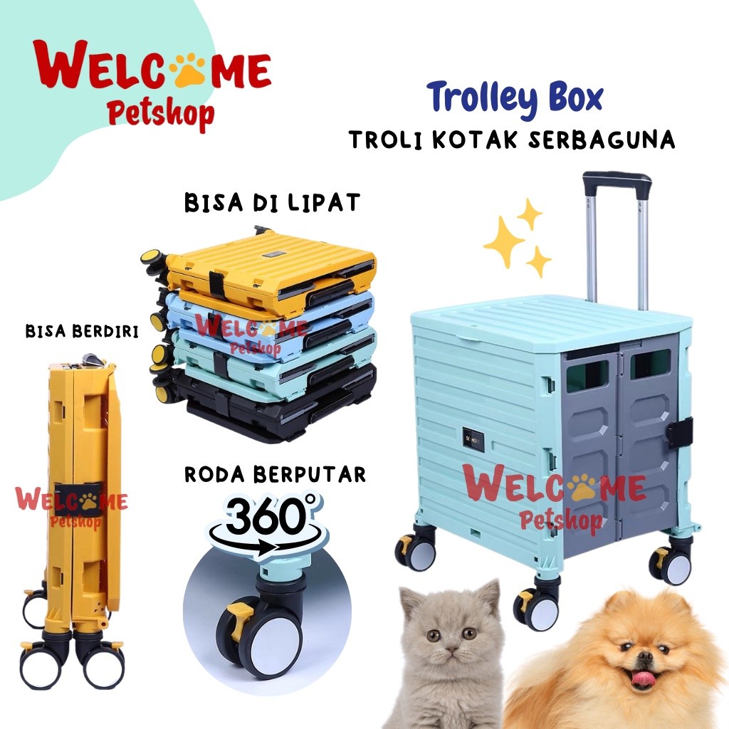 NEW Trolley Box Anjing Kucing Ukuran Besar Troli Lipat Stroller Keranjang Belanja Sayur PREMIUM