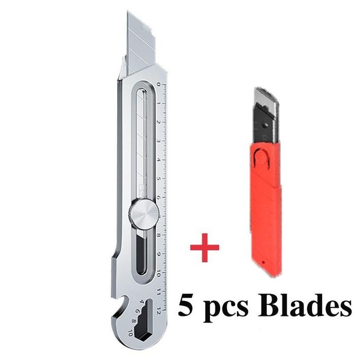 

Terlaris 18MM Heaty Duty Utility Knife Multifunction Stainless Steel estilete profissional ferramenta Large Wallpaper Cutting Tools - A+5 Blades