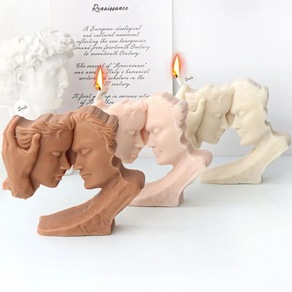 

NEW Kiss Face Portrait Candle Silicone Mold DIY Couple Human Body Soap Making Tool Home Art Plaster Decor Gifts