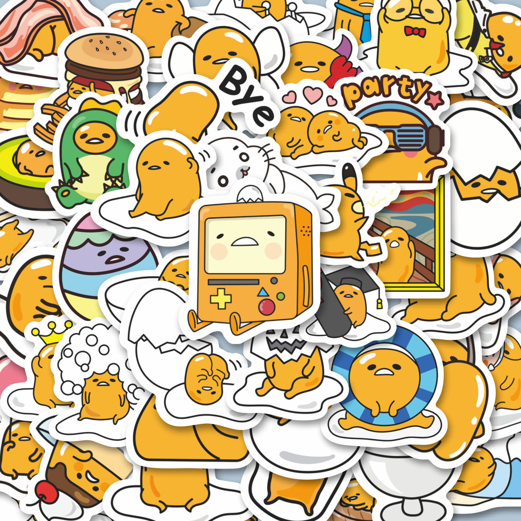 

100PCS Lucu Stiker Kartun Gudetama Stiker Aesthetic Stiker Anti Air Stikers Berperekat Waterproof sticker decal buat Motor Helm Buku Journal Koper Casing HP Laptop Botol Minum Hadiah anak