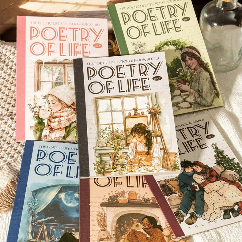 

[Gongjin] Book Sticker Poetry of Life POL Stiker Buku PET Washi Tape Couple Romance Night Winter