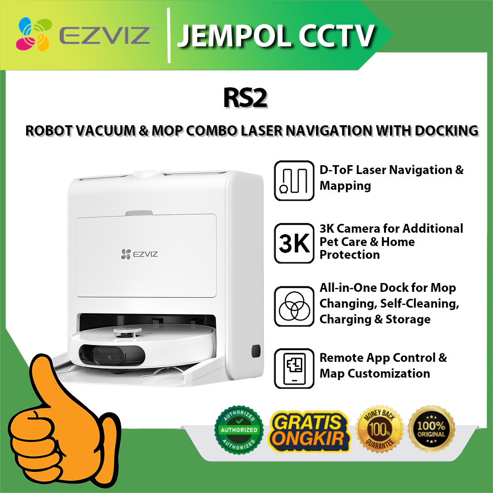 EZVIZ RS2 ROBOT VACUUM & MOP COMBO LASER NAVIGATION WITH DOCKING