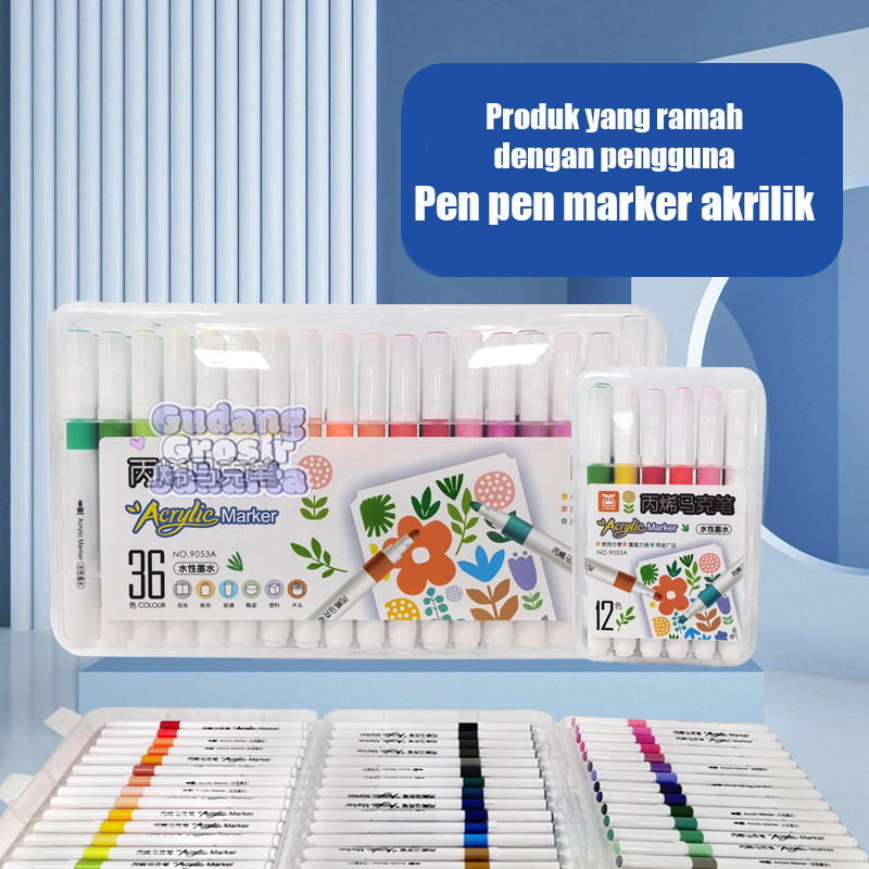

Acrylic Marker Set 12/36/48 Warnas Marking Pen for Children's Art Students Watercolor Pen Non transparent and Washable