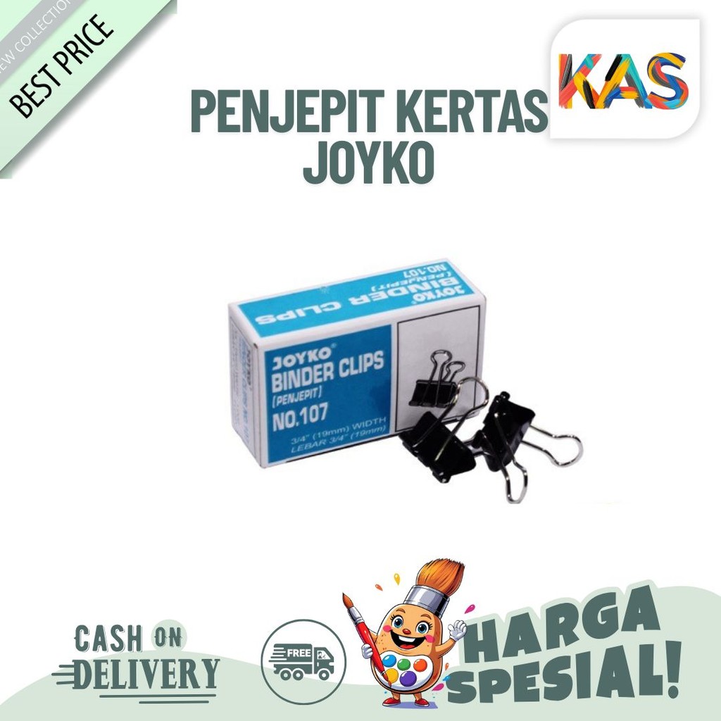 

Binder Clip Joyko No 107 Ukuran 19 mm isi 12 pcs Penjepit Kertas MURAH