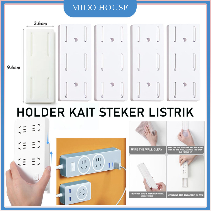 10PCS Holder Stop Kontak Gantungan Colokan Listrik Double/Gantungan Stop Kontak Dinding Perekat
