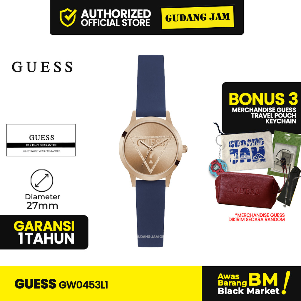 Guess Watch Wanita GW0453L1 Lolita Rose Gold Blue Silicone Strap