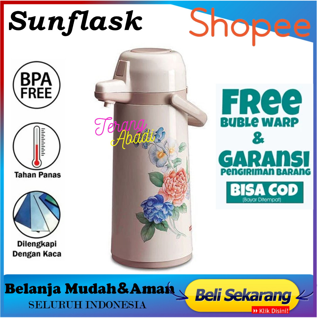 Termos Air Panas Sunflask 2.5 Liter Termos Pompa Air Panas Termos Pencet 2.5 Liter Tabung Kaca 2,5L