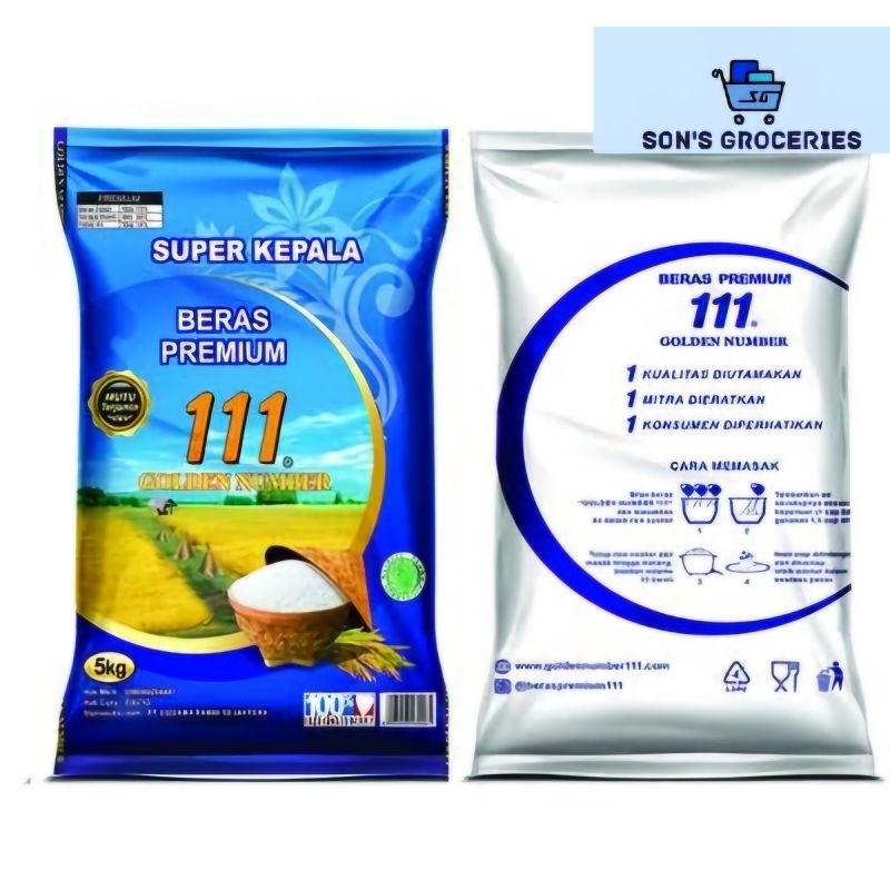 

Beras 111 5 kg / 5kg Golden Number Biru Premium Super Kepala