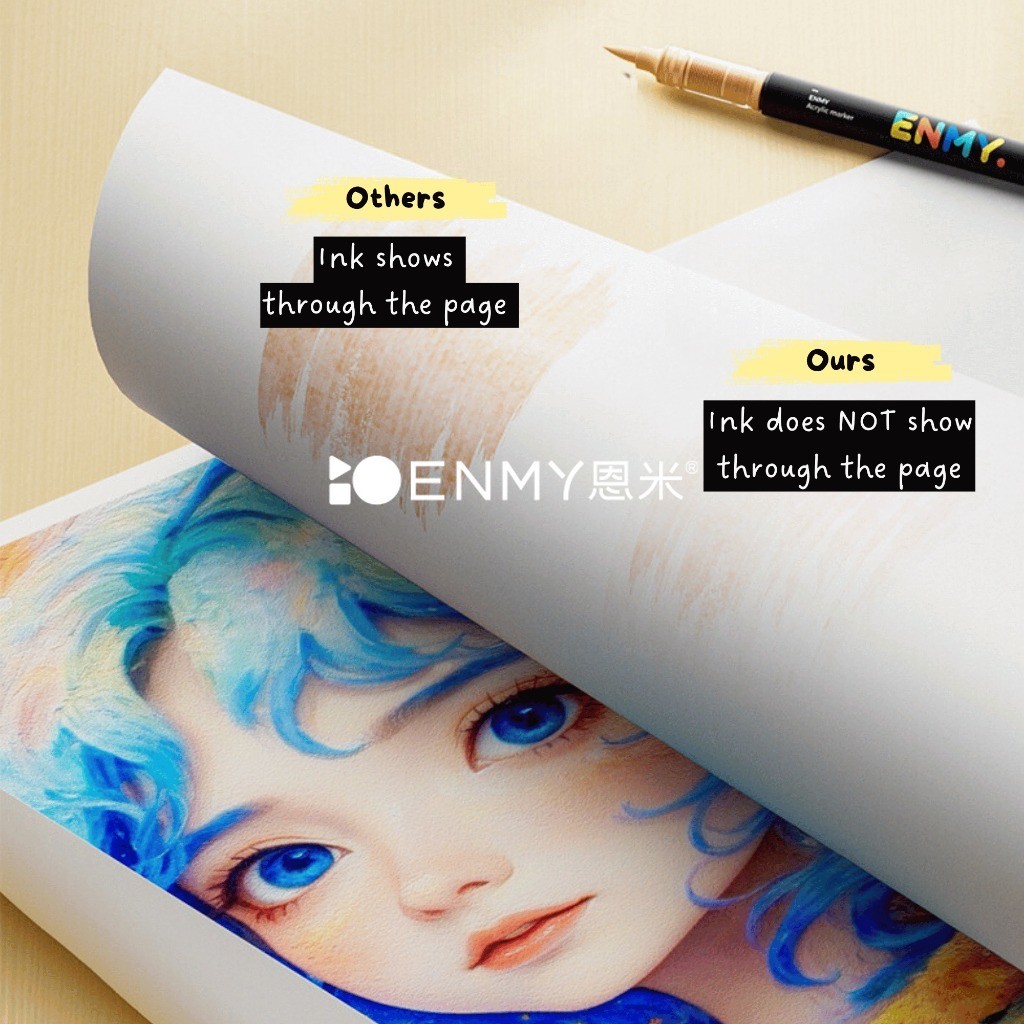 

Ay00! GrosirENMY Black Box 60warna Acrylic Marker Soft Tip Pen Paint Drawing Colouring Painting Art