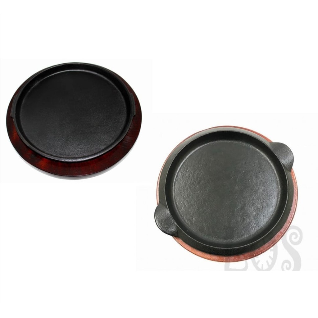 Cast Iron HotPlate Steak Piring Steak Hot Plate BULAT Besar / Kecil+ Tatakan Kayu