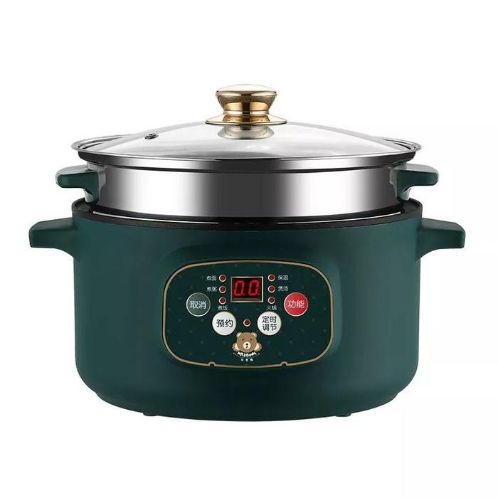 Panci Listrik Steamer Jumbo 3.2 L / 26 CM / Panci Listrik Serbaguna - Dark Green