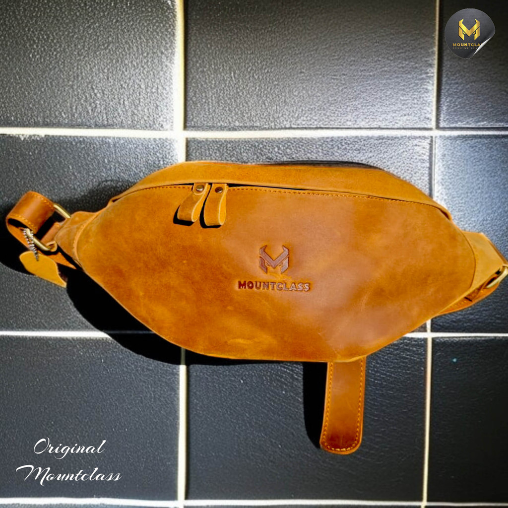 Tas Selempang Waist Bag Pinggang 100% Kulit Sapi Asli Pria Garut Terbaru Coach Terbaik Terlaris Bisa